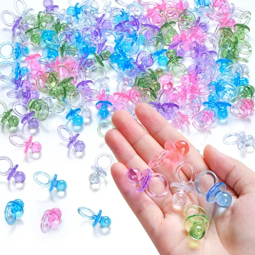 Miniatura 8 de 50 mini chupones para juegos de baby shower para niños, lindos chupetes de 1.25 pulgadas, chupete acrílico a granel para dispersión de mesa de Azul