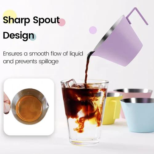 Miniatura 4 de MHW-3BOMBER Taza medidora de café expreso con taza de salsa de 3 onzas, taza de café expreso, taza de vertido de acero inoxidable para salsa