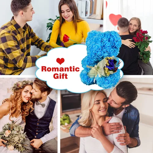 Miniatura 6 de Regalos de San Valentín para ella, oso de rosas para mujer, ramo de cumpleaños de oso de peluche de rosas artificiales, regalo de rosas para el día