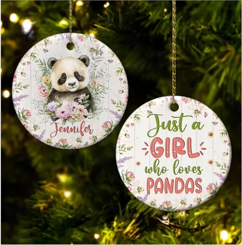 Miniatura 27 de Hyturtle Adorno de Navidad personalizado para los amantes de los osos, adorno de cerámica con nombre personalizado de Just A Girl Who Loves Bears