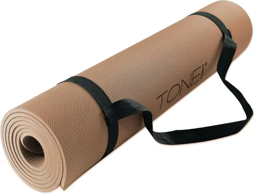 Miniatura 2 de TONE Fitness Esterilla de yoga antideslizante de 1/4 pulgadas de grosor para ejercicios y pilates para entrenamientos en casa con correa de Moca