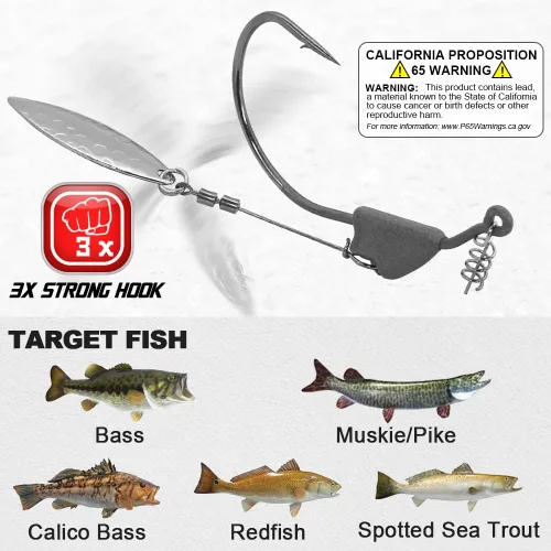 Miniatura 3 de Underspin-Jig-Heads-Swimbait-Hooks-with-Spinner Blades Pesca Anzuelos Pesados Paquete de 6
