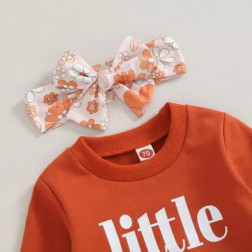 Miniatura 2 de CIYCUIT Conjunto de 3 piezas de sudadera de margaritas + pantalones + diadema, ropa infantil de otoño e invierno