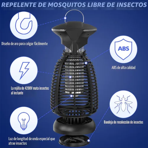 Miniatura 9 de Exterminador eléctrico de insectos al aire libre – 4200 V de alto voltaje insecto asesino impermeable luz LED para mosquitos, mosca, patio, porche