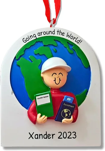 Miniatura 5 de Adorno personalizado para árbol de Navidad de viaje 2025 – Globo de viaje Adornos de Navidad alrededor del mundo, regalos para pasaporte de viajeros