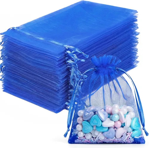 Miniatura 13 de FUNFERY 100 bolsas de organza naranja de 4 x 6 pulgadas, pequeñas bolsas de regalo con cordón de malla para bolsitas, joyas, dulces, recuerdo