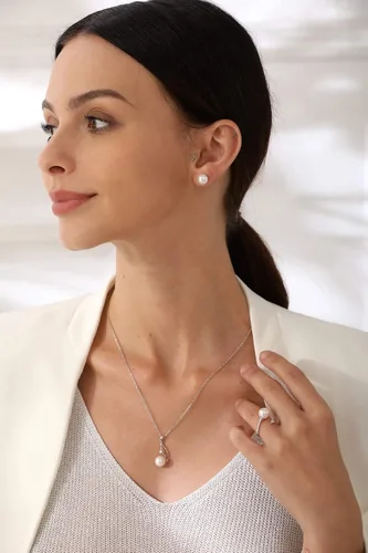 Miniatura 6 de CHAULRI Collar con colgante de perla blanca cultivada de 9 a 0.394in, chapado en oro de 18 quilates, plata 925 regalos para mujeres para su esposa