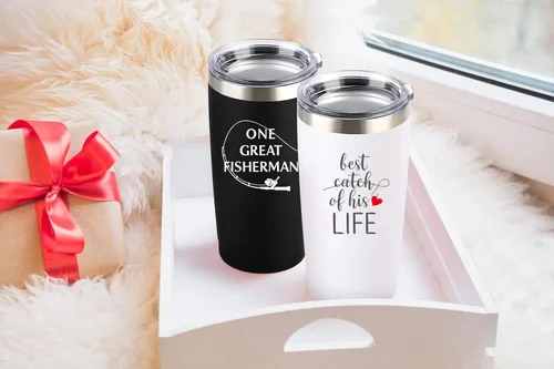 Miniatura 8 de Sixspace Aniversario de boda para parejas, amigos, amantes, vasos de vino de acero inoxidable, taza de viaje con popote y tapa, paquete de 2