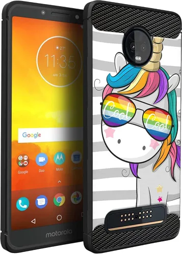 Miniatura 20 de CasesOnDeck Funda compatible con [Motorola Moto Z3 Play Moto Z3] Moto Z3 Design, funda delgada negra flexible y elegante protección contra golpes
