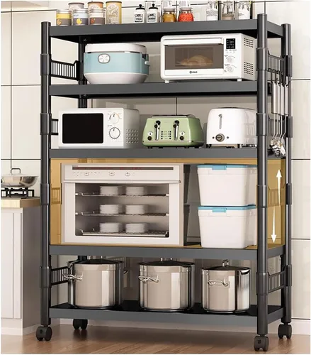 Miniatura 2 de Estantes Estante de cocina piso multifunción horno microondas estante de almacenamiento simple hogar móvil multi-capa ollas y sartenes estante