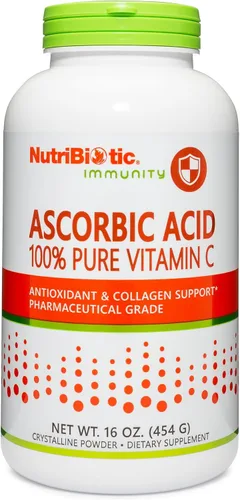 NutriBiotic Vitamina C en polvo de ácido ascórbico, 16 onzas | Ácido L-ascórbico de grado farmacéutico, 2000 mg por porción | Suplemento esencial de