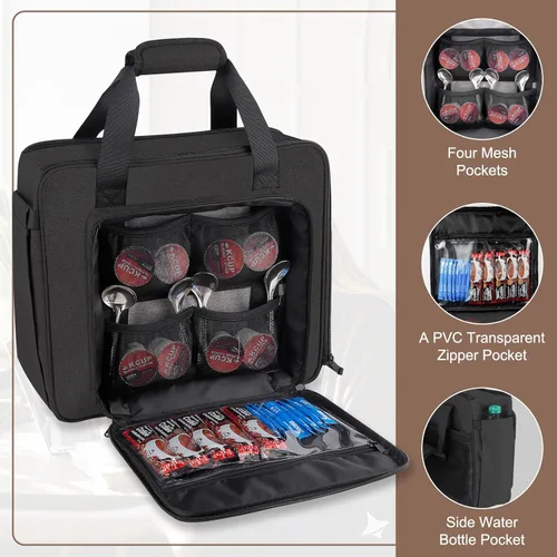 Miniatura 5 de Anitor Bolsa de viaje portátil para cafetera de transporte Keurig K-Mini/K-Mini Plus/K-Express, bolsa de viaje para máquina de café de una sola Negro