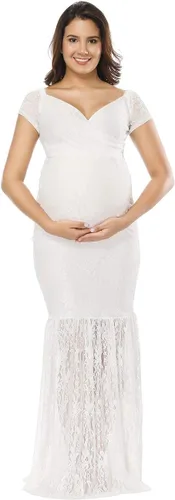 Miniatura 2 de Maxi vestido para embarazadas, de la marca JustVH, con encaje