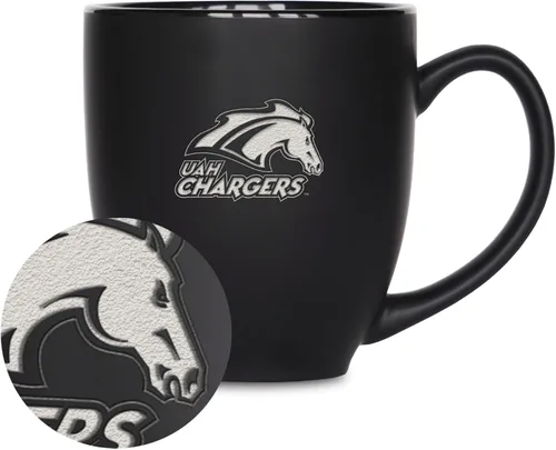 Miniatura 89 de Rico Industries - Taza de cerámica mate negra con grabado láser estándar de 15oz para NCAA (escuelas T & U) - Para bebidas calientes o frías