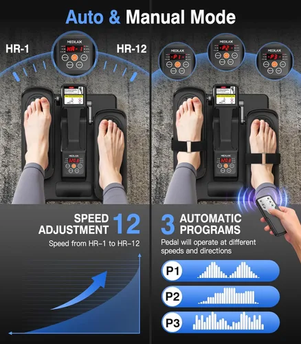 Miniatura 4 de Portable Under Desk Elliptical Machine with Wireless Remote. 12 Manual & 3 Automatic Speeds. Pedal Ellipse Leg Exerciser. Leg Exerciser While