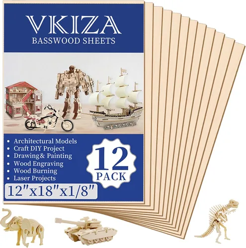 Miniatura 9 de 10 paquetes de hojas de madera contrachapada de nogal 12x12x1/8 pulgadas, 3mm de madera contrachapada para corte láser y grabado, madera sin acabado