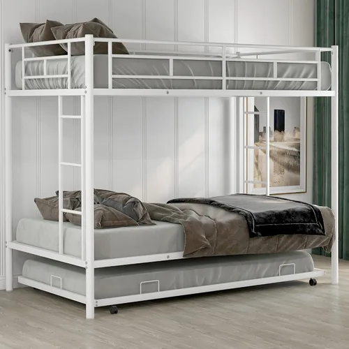 Miniatura 4 de Bellemave Litera individual sobre cama individual con nido, marco de cama de metal con escalera y rieles de seguridad para niños, niñas, niños