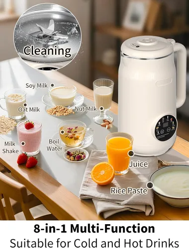 Miniatura 3 de 8 in 1 Nut Milk Maker Machine, 50oz Automatic Soy Milk Maker with 10 Blades, Blender for Plant Based Milk, Oat, Almond, Juice, Rice Paste &More with