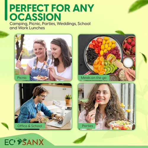 Miniatura 4 de ECOSANX® 120 piezas de tenedores de madera para comer de 16.5 cm libres de astillas, compostables, juego de cubiertos de madera ecológico