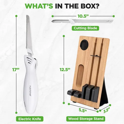 Miniatura 8 de NutriChef Rebanador Eléctrico de Pavo Cuchillo de Cocina Para Acción de Gracias Cortador de Alimentos Eléctrico Portátil Juego de Cuchillos