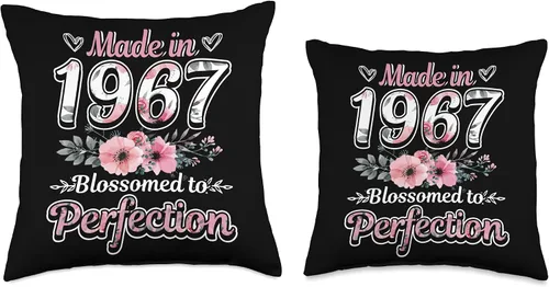 Miniatura 3 de Birthday Gifts For Women In Flower Style Almohada de cumpleaños, diseño floral, hecha en 1967, 18 x 18 pulgadas, multicolor