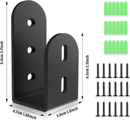 Miniatura 2 de Soporte en U, barra de seguridad para puerta, soporte de puerta de acero resistente para madera de 2 x 4 (paquete de 6, negro, montaje en pared)