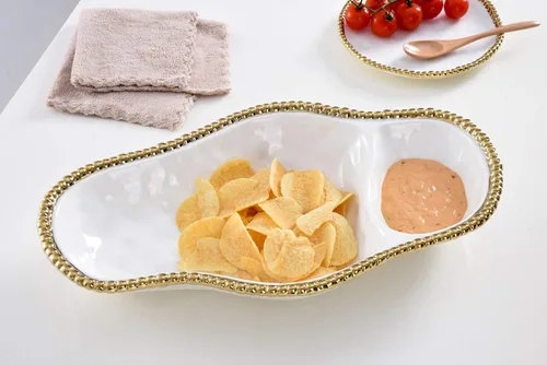 Miniatura 5 de Pampa Bay Bandeja de porcelana de 2 secciones (dorado)