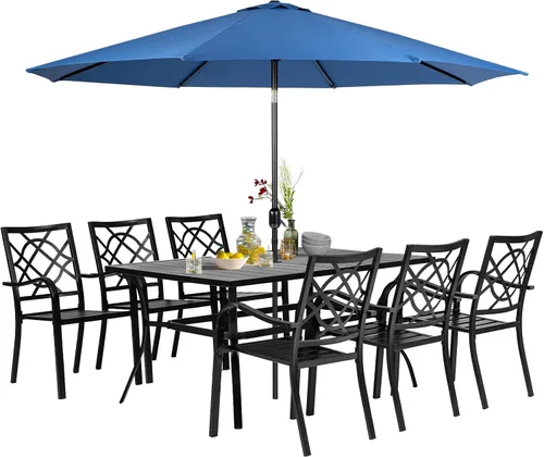 Miniatura 8 de 2 sillas de comedor al aire libre, sillas apilables de hierro forjado para patio, bistró, con reposabrazos para jardín, porche, patio trasero, Negro