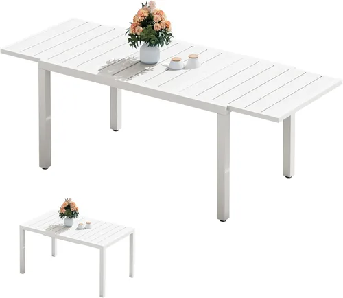 Miniatura 40 de SERWALL Juego de comedor para exteriores de 9 piezas, mesa de comedor expandible de 60 a 83 pulgadas y 8 sillas de polietileno de alta densidad