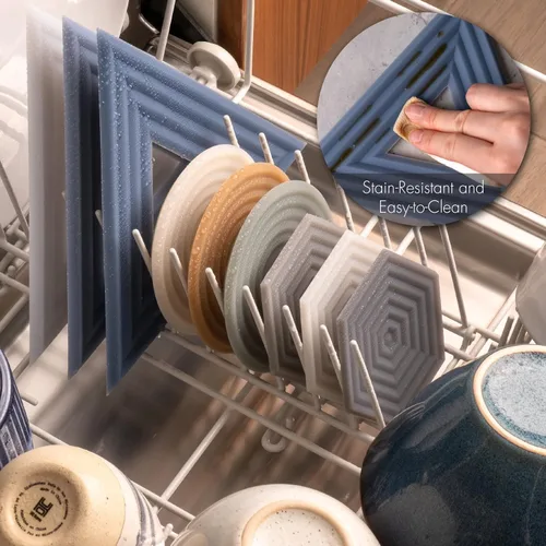 Miniatura 6 de LINE+ARC Salvamanteles de silicona extra gruesos (presentados en ELLE Decor y BuzzFeed) impermeables, aptos para lavavajillas, resistentes a