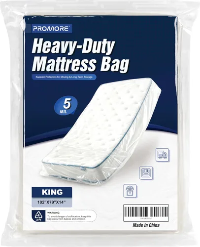 Miniatura 13 de Bolsa de colchón de plástico para mudanza o almacenamiento, tamaño individual/individual XL (1.5 mil), fundas protectoras de colchón impermeables