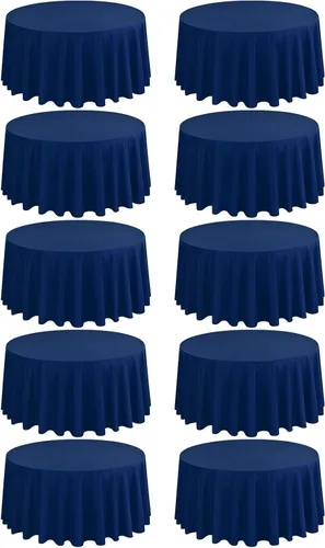 Miniatura 107 de Paquete de 10 manteles de poliéster de 60 x 102 pulgadas, manteles de poliéster beige para mesas rectangulares de 6 pies, resistentes a las manchas