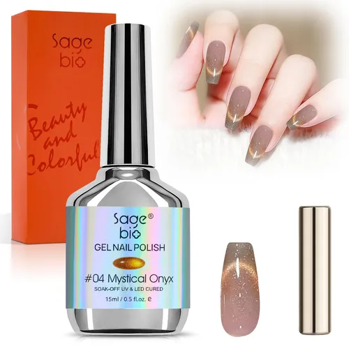 Miniatura 15 de Esmalte de uñas de gel de ojo de gato con barra magnética, 15ml de esmalte de uñas holográfico con purpurina, efecto magnético para manicura DIY