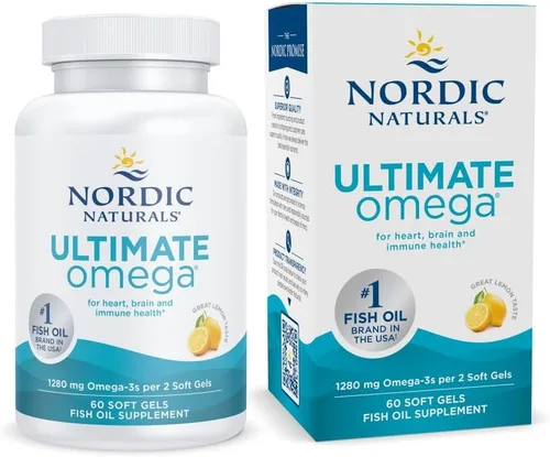Nordic Naturals Ultimate Omega, sabor a limón, 60 geles suaves, 1280 mg de omega-3, suplemento de aceite de pescado de alta potencia con EPA y DHA,
