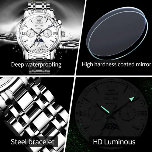Miniatura 48 de OLEVS Relojes automáticos para hombre, esqueleto mecánico, de lujo, a la moda, reloj de pulsera luminoso impermeable