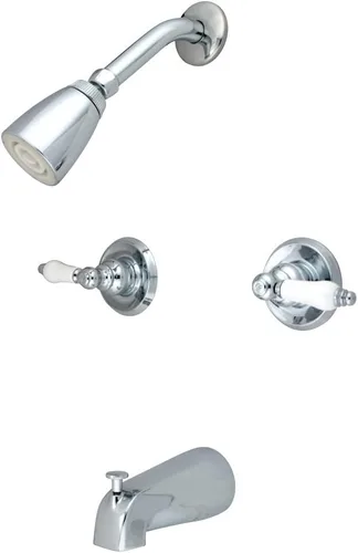 Miniatura 3 de Kingston Brass KB248PL Grifo de bañera y ducha con manija decorativa, níquel cepillado