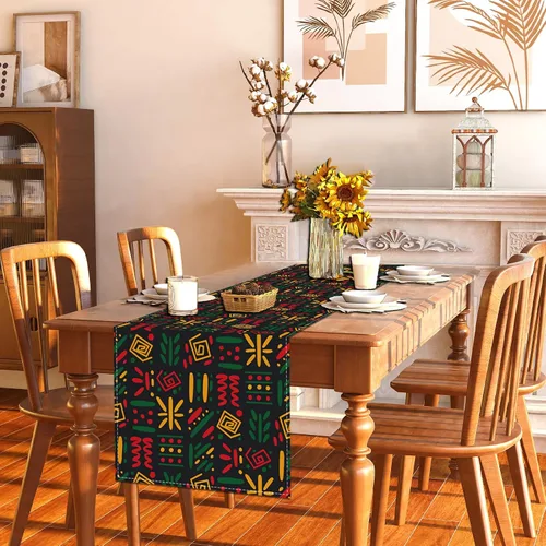 Miniatura 4 de Camino de mesa y mantel del mes de la historia negra, decoraciones y suministros para la mesa de la cocina del hogar, 13 x 72 pulgadas