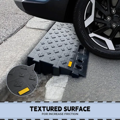 Miniatura 6 de Rampa de bordillo automotriz portátil de 2 piezas de 4 pulgadas de alto, rampa de umbral de plástico resistente con estructura de rampa escalonada