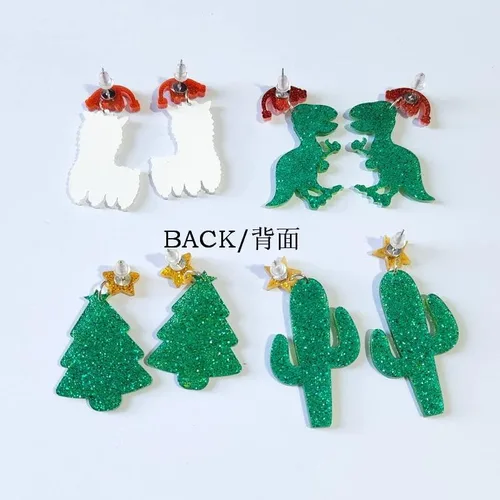 Miniatura 3 de Aretes de Navidad para mujer, diseño de dinosaurio, arcoíris, aretes de acrílico, regalo de Navidad para niñas