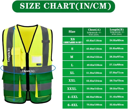 Miniatura 2 de A-SAFETY Chaleco reflectante de seguridad de alta visibilidad con bolsillos y cremallera, chaleco de trabajo Hi Viz para hombres y mujeres