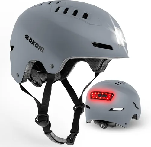 Miniatura 13 de DKONI Casco de bicicleta con luces LED, casco de bicicleta para viajeros, casco de ciclismo recargable por USB, casco de luz LED frontal y trasera