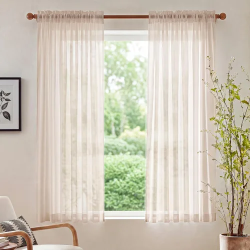 Miniatura 7 de NICETOWN Cortinas traslúcidas de gasa para ventana de dormitorio, bolsillo para barra, elegantes cortinas traslúcidas aireadas, cortinas verticales