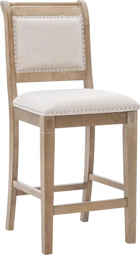 Linon Home Decor Products Newton Natural - Taburete para mostrador, color gris lavado
