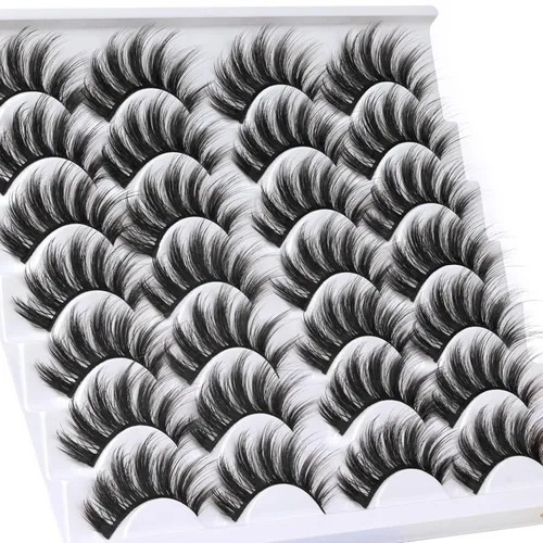 Miniatura 7 de Veleasha Pestañas postizas de visón sintético 3D, pestañas postizas esponjosas de aspecto natural, paquete de 14 pares de pestañas postizas de lujo