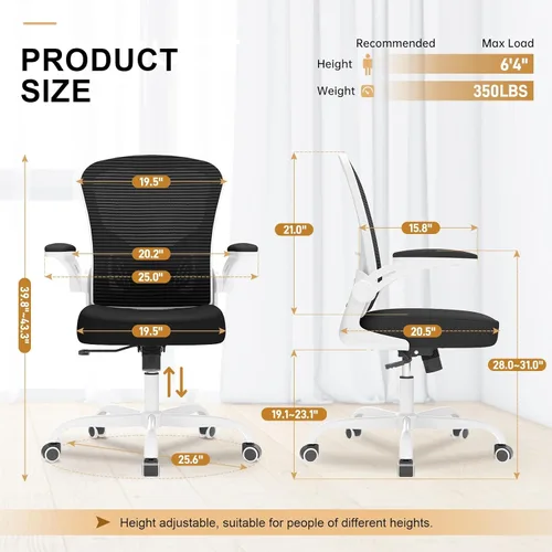 Miniatura 2 de Synorla Silla de oficina, sillas de escritorio ergonómicas de 330 libras de capacidad, silla de computadora de malla con respaldo alto
