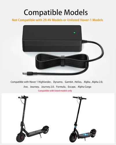 Miniatura 3 de VHBW Cargador de 42 V para patinetes eléctricos Hover-1 compatible con Hover-1 Highlander, Dynamo, Gambit, Helios, Alpha, Jive, Journey, Formula