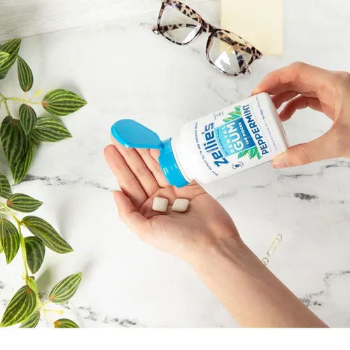 Miniatura 3 de Zellies Chicle de 100% xilitol sabor menta piperita Sin aspartamo, sin gluten, vegano y kosher (240 unidades - paquete de 1)