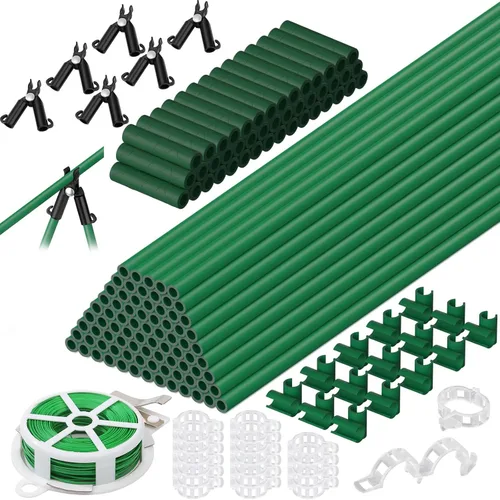 Miniatura 8 de 104 estacas de jardín, paquete de 40 estacas gruesas de tomate de fibra de vidrio, estacas resistentes para plantas de interior y exterior, soportes