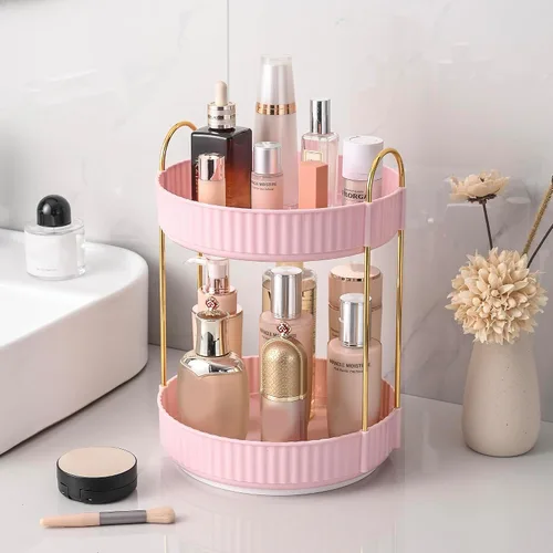 Miniatura 21 de Aveniee Organizador de maquillaje giratorio de 360 grados para tocador, organizadores de baño mejorados para perfume y cuidado de la piel