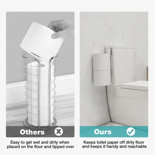 Miniatura 15 de Conworld Soporte de pared para almacenamiento de papel higiénico, dispensador portarrollos de papel higiénico sobre el tanque de reserva